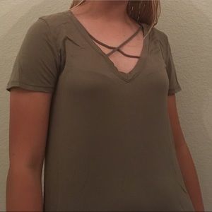 urban outfitters crisscross v neck tee
